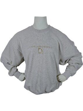 Vtg 90s Time Square Sportswear Lake Arrowhead Textured Knit Sweatshirt Large